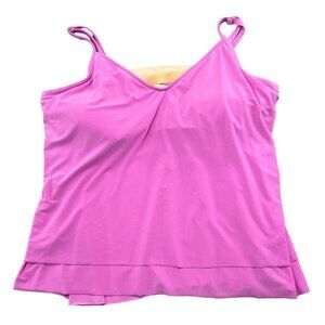 Magic Suit Tankini Top Women 24W Pink Layered Lined Underwire Bra Swim‎ USA